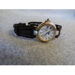 Gentleman's DUNHILL stainless steel & gold plate chronograph wrist watch, quartz movement on bro