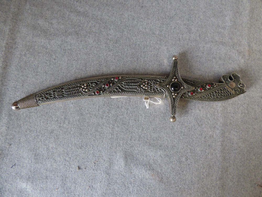 Dagerstan white metal handle & scabbard dagger with embossed wire work decoration - Image 2 of 2