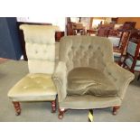 Victorian button back tub chairs & Victorian button back Prie Dieu chairs