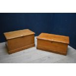 2 Victorian pine blanket boxes 44H x 77W & 36H x 83W cm