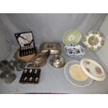 Set of 6 hallmarked silver teaspoons & qty of various silver plate etc.