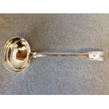 A George IV Scottish silver, fiddle pattern, soup ladle, crested, Glasgow 1830, 8 oz