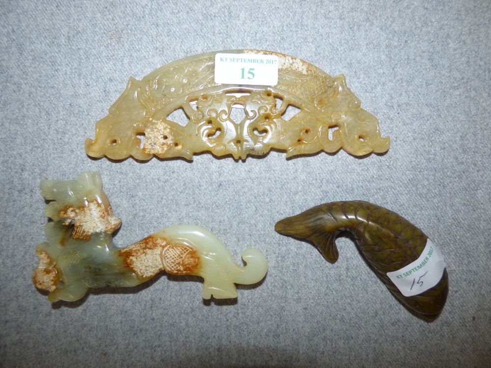 3 Chinese jade carvings