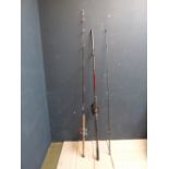 2 Vortex sea rods by 'E. T. Barlow & Sons', Strike Master rod & Penn Senator sea reel