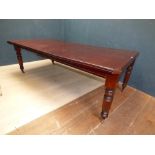 Victorian mahogany extending dining table on turned legs to castors 73H x 228W cm extended