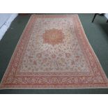 Laura Ashley cotton and wool rug, Beige with delicate pink floral pattern, 192x275