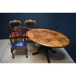 Victorian inlaid walnut loo table 66H x 120W cm