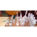 Qty of cut glass decanters & various glass