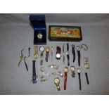 2 9ct gold case ladies watches & qty of gentlemen's watches by 'Seiko, Bulova, Oris' etc.