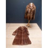 Ladies vintage waist length fur coat & light brown three quarter length fur coat