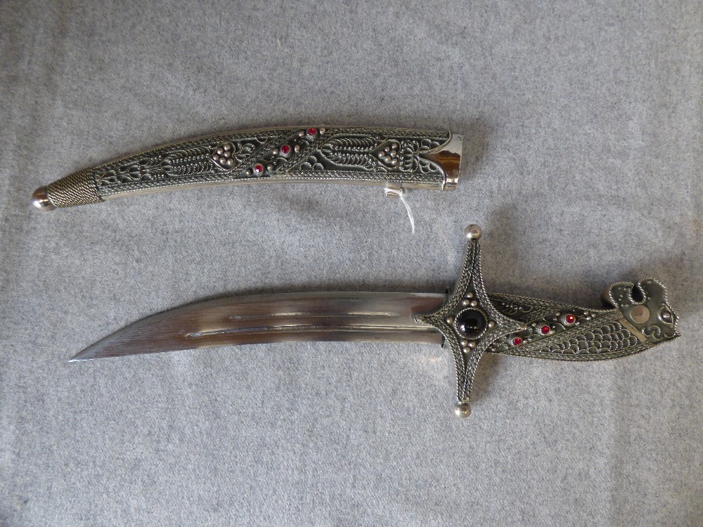 Dagerstan white metal handle & scabbard dagger with embossed wire work decoration