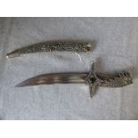 Dagerstan white metal handle & scabbard dagger with embossed wire work decoration
