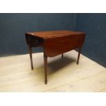 Victorian mahogany Pembroke table with single drawer on turned legs 67H x 90W cm (general