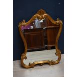 Victorian style giltwood wall mirror 90H x 63W cm