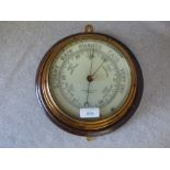 Edwardian brass & oak barometer by 'John Barker & Co. Ltd.', Kensington