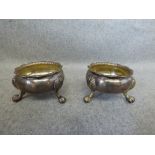 Pair of hallmarked silver salts, 7 ozt