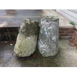 2 weathered composite staddlestone bases 68H, 63H cm