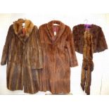 2 ladies vintage fur three quarter length coats, fur shawl & 2 stoles