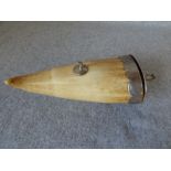 C18th whale's tooth snuff mull with white metal top 14 cm L