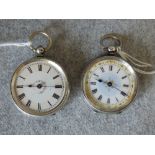 2 small hallmarked silver open face pocket watches