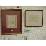 Alfred Strutt, pencil drawing, "Sea Eagles" & James Ward, RA, "Study of a Goat", pencil, signed at