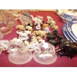 Large collection of elephants, wooden, stone, resin etc.