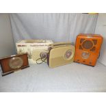 3 'Bush' radios, 1 replica Bush TR82 in original box (as new) & Edwardian mantle clock