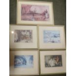 5 coloured prints 'After Sir William Russell Flint', f/g