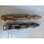 2 tribal hardwood carved figures 72H x 68H cm