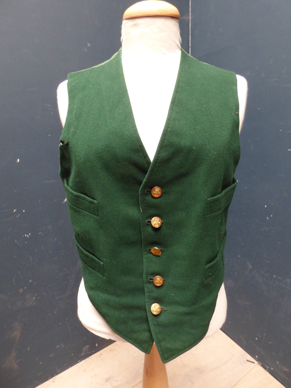 Gentlemans black swallow tail coat bears label HH Limited (some wear), and green waist coat, with - Image 2 of 6