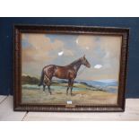 MOLLY LATHAM (c1900-1987), oil on artists board, 'Bay Horse in a Landscape', signed lower right