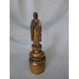 Chinese gilt wood figure of Buddha. 25 cm h.