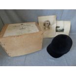 Vintage velvet riding cap, with box