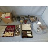 Qty of various silver plate & pewter tankards & various jewellery boxes (some surface marks)plus