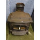 Large woodburning stove, 78cmHx78cmWx69cm, Multi Fuel; Made by Vermont Castings; Vigilant Model.