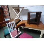 1 pine table, a Pembrokeshire table, small side table, 3 chairs & 1 folding wooden table