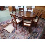 Victorian mahogany circular pedestal table 74H x 134Dia cm & 8 Victorian style mahogany dining