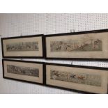 After H. Alken , set of 4 colour hunting prints "Leicestershire Coverts" framed & glazed, 12 x 60