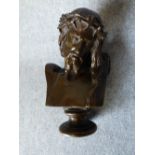 Bronze bust of Jesus bearing signatures J-Clesinger & F Barbediennem, 10cm high