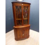 Yewwood reproduction glazed top corner cabinet 180H x 80W cm