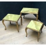 Good nest of onyx and brass occasional tables