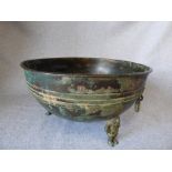 Chinese bronze incense burner 14H x 26D cm