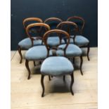 Set of 4 and 2 similar Victorian mahogany balloon back dining chairs