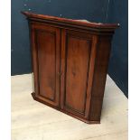 Two C19th oak hanging corner cupboards; C19th mahogany bureau