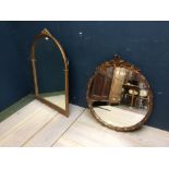 2 gilt mirrors, 70 cm diam & the other 70x97cm