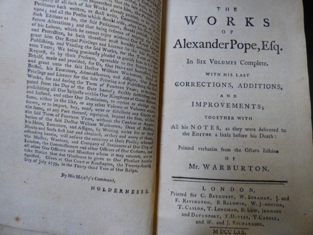 Qty of books incl. 6 vol. 1770 'Works of Alexander Pope', 7 vol. of 'Work by Henry Hallam 1840/ - Image 6 of 9