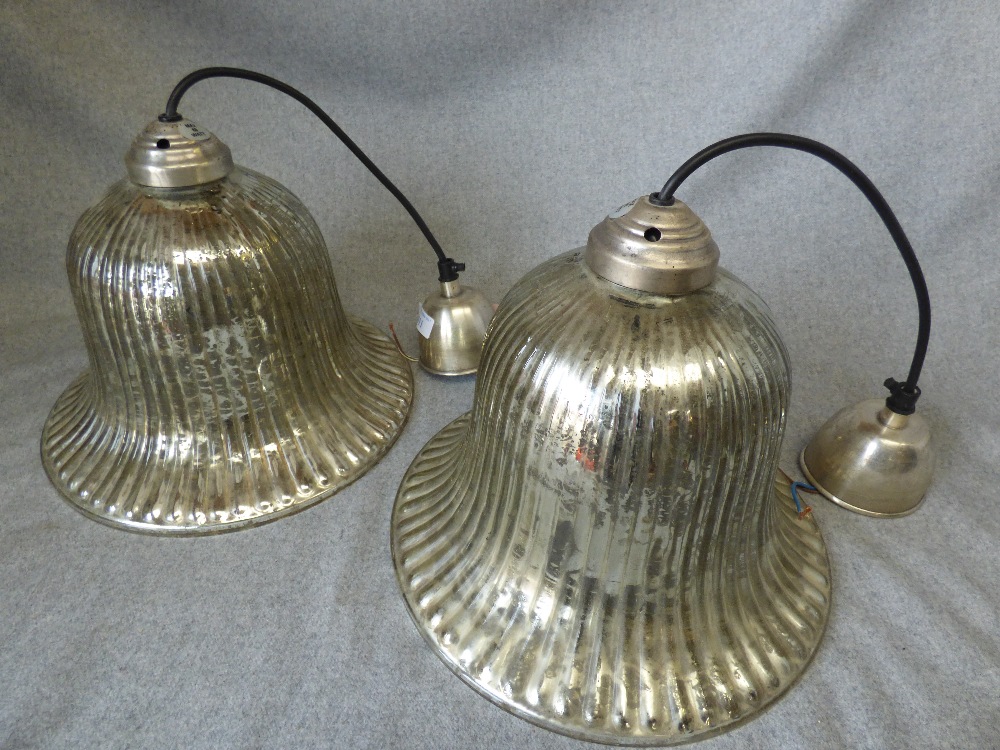 Pair of decorative ceiling lights with silvered shades - Image 2 of 2