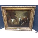 C19th school, oil on canvas "Preparatory sketch for a group family portrait", relined and on new