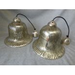 Pair of decorative ceiling lights with silvered shades