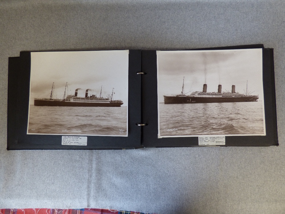 Photo album of sepia photos of various ships by 'Beken of Cowes' with written details of the - Image 2 of 3